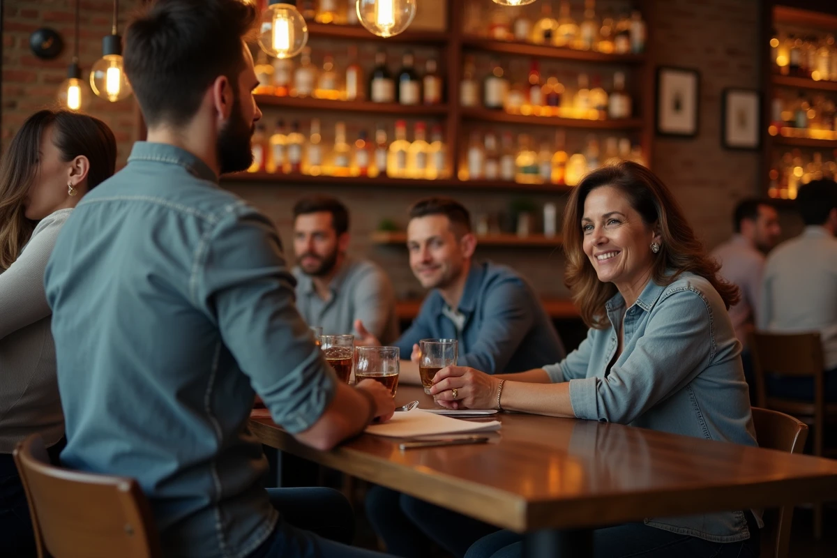 Femme observant un homme qui flirte au bar intérieur